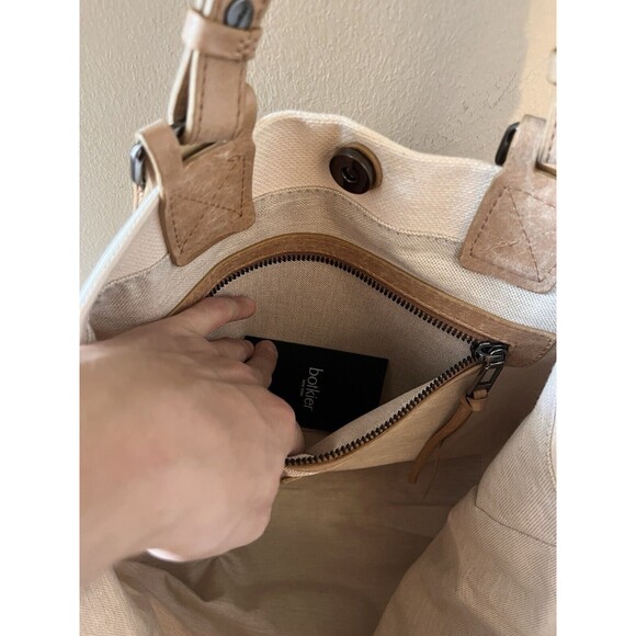 Botkier Cotton Canvas Woven Tote White & Brown Medium Purse - Picture 11 of 13